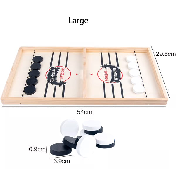 Wooden Puck Game with Center Gate and Fast-Paced Action for Kids Ages 3+
