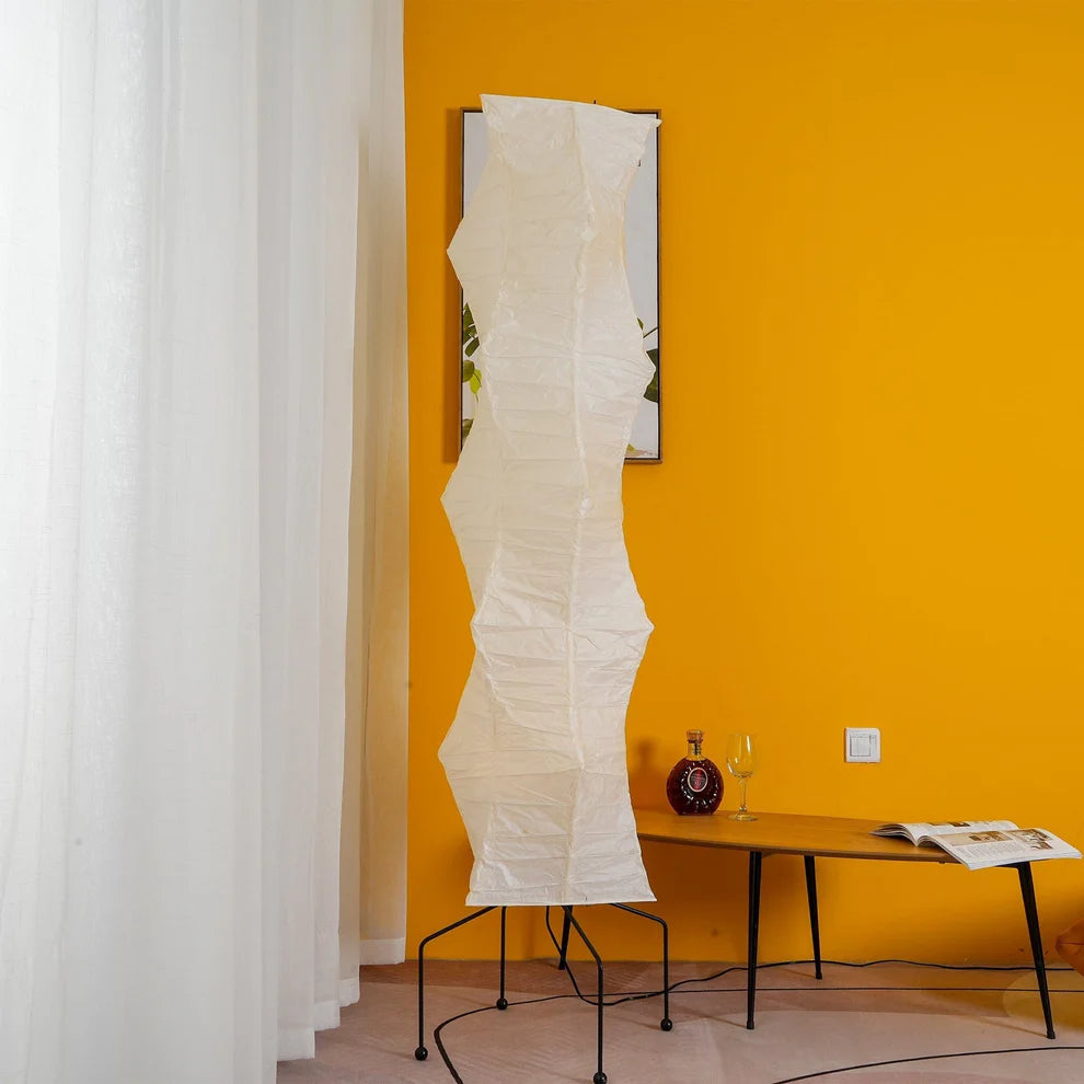Rice Paper Floor Lamp with Metal Frame for Modern Indoor Spaces