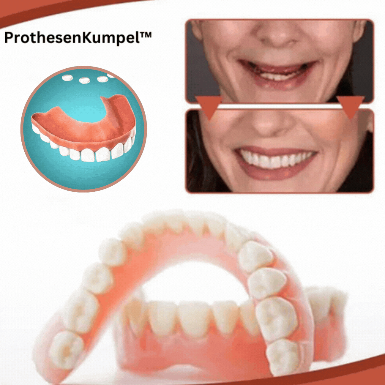 Adjustable Silicone Denture Set with Upper and Lower Pieces for Natural Fit