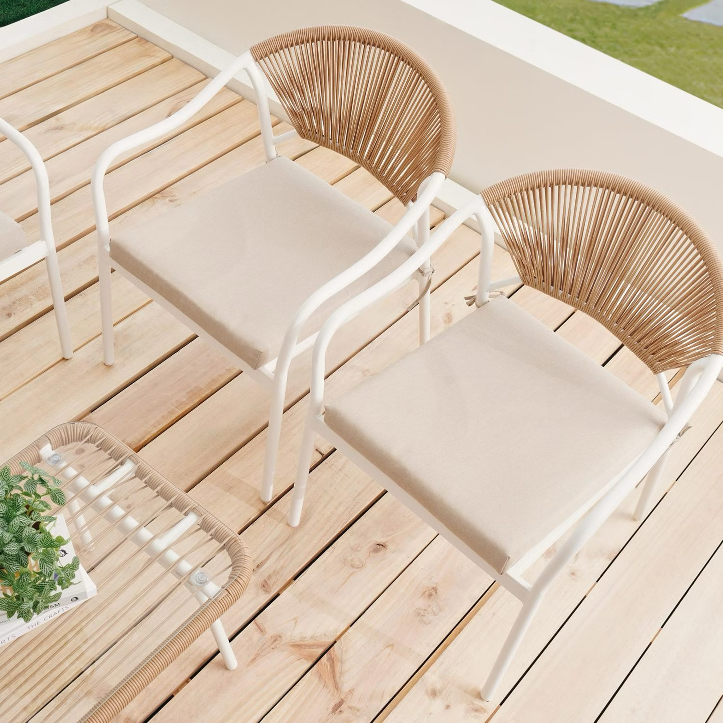 Calira Outdoor Set with 3 Chairs and Table – Beige & Light Brown