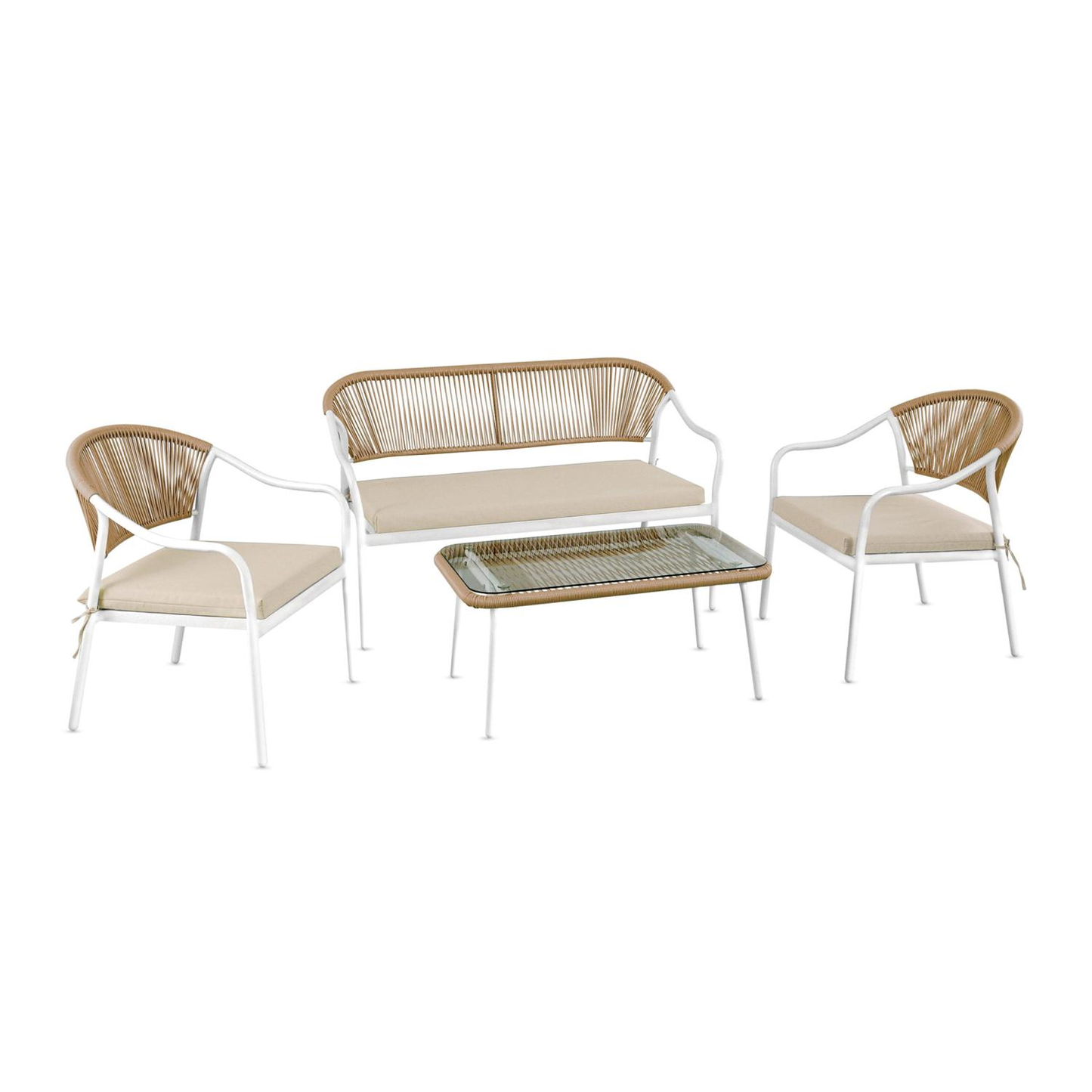 Calira Outdoor Set with 3 Chairs and Table – Beige & Light Brown