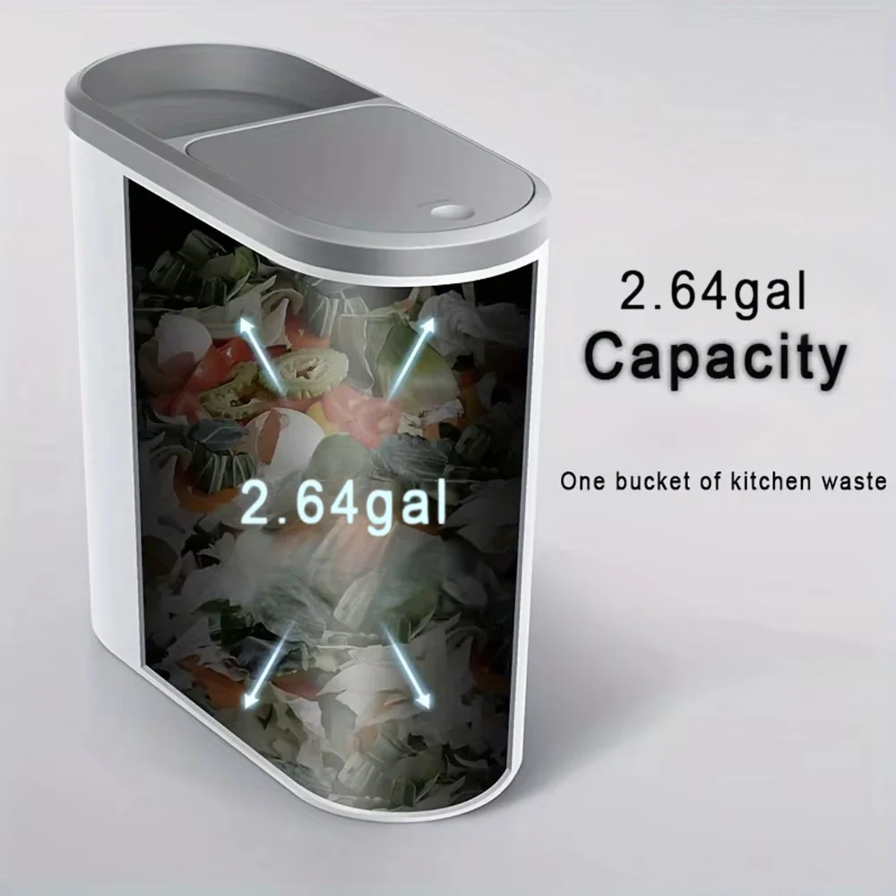Streamlined Space Saving Trash Can with Easy Press Top Lid