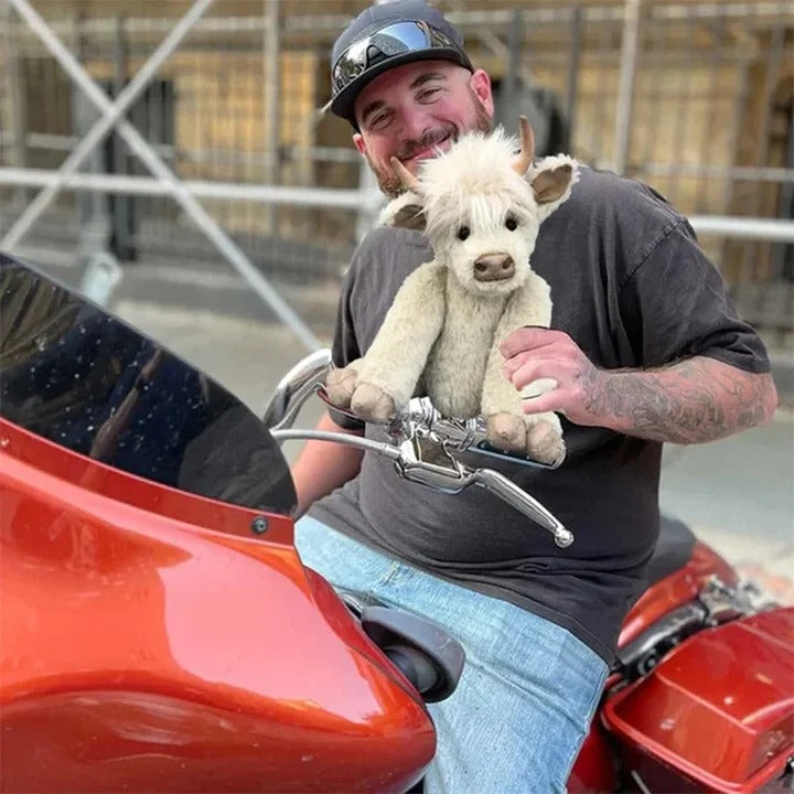 Handmade Highland Cow Plush Toy – Floral Headpiece Design