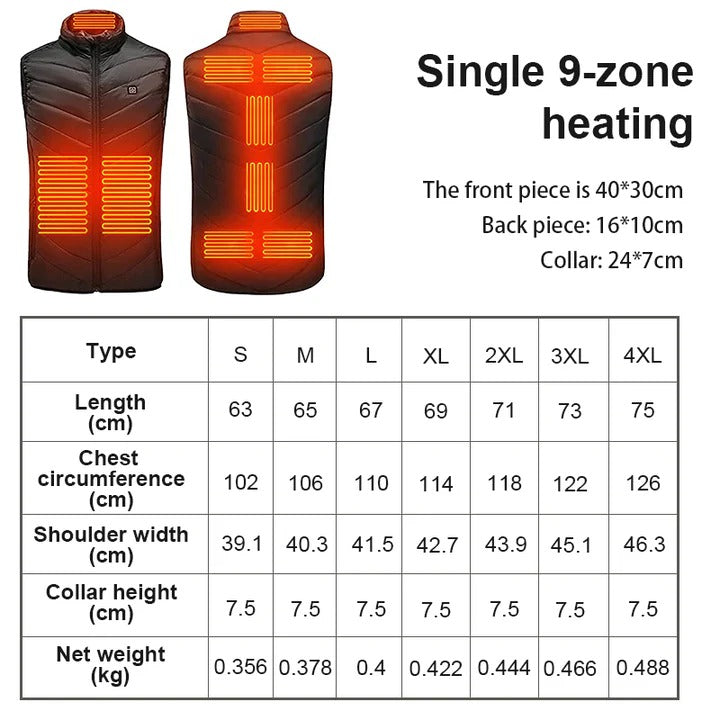 Adjustable Heated Vest – USB Rechargeable Unisex Outdoor Wear