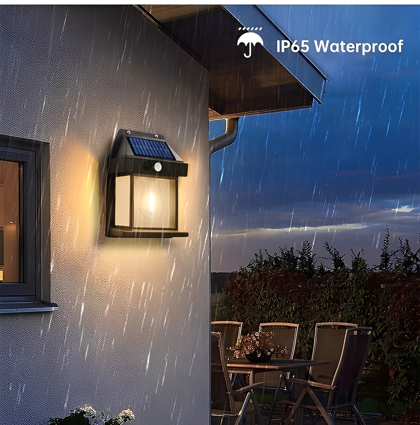 Solar Powered Outdoor Wall Lamp with Motion Sensor, Set of 2