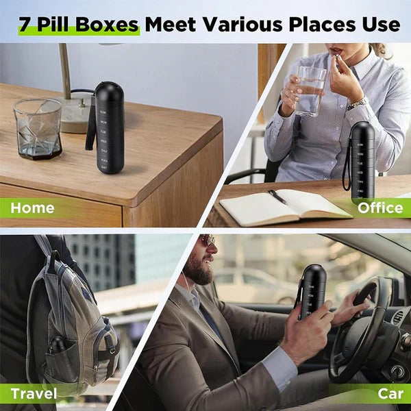 Travel Aluminum Pill Case with 7 Compartments