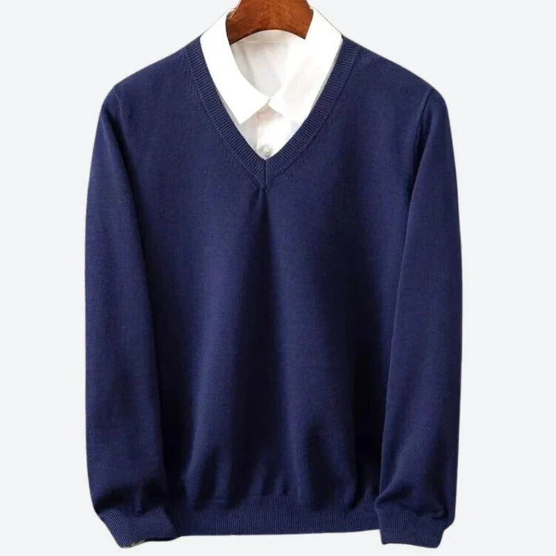 Cashmere Sweater with V-Neck Pullover Style for Men