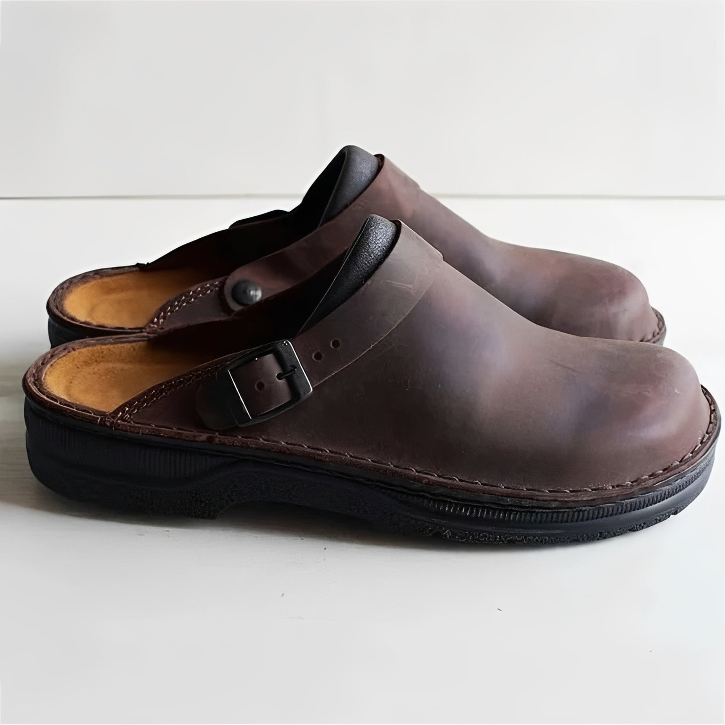 Men’s Leather Slippers with Removable Insoles