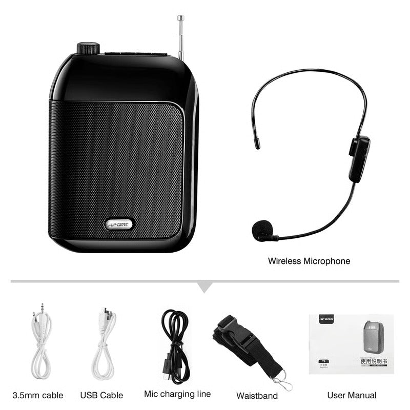 Wireless Voice Amplifier Portable Rechargeable Microphone Speaker For Teaching, Tour Guides & Presentations
