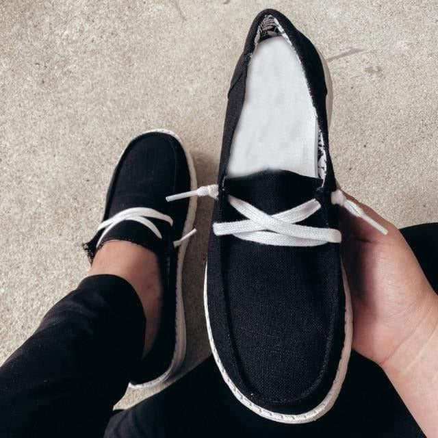 Women's Stretch Canvas Loafers with Wide Fit and Cushioned Insole
