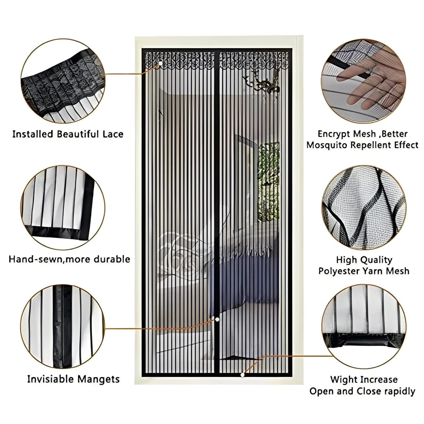 Mesh Door Screen with Magnetic Closure