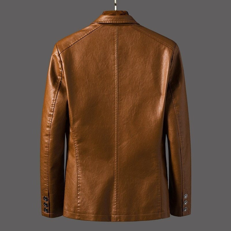 Men's Classic Leather Jacket with Retro Design