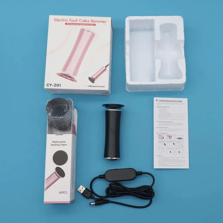 Rechargeable Heel Callus Remover with Coarse and Fine Roller Heads