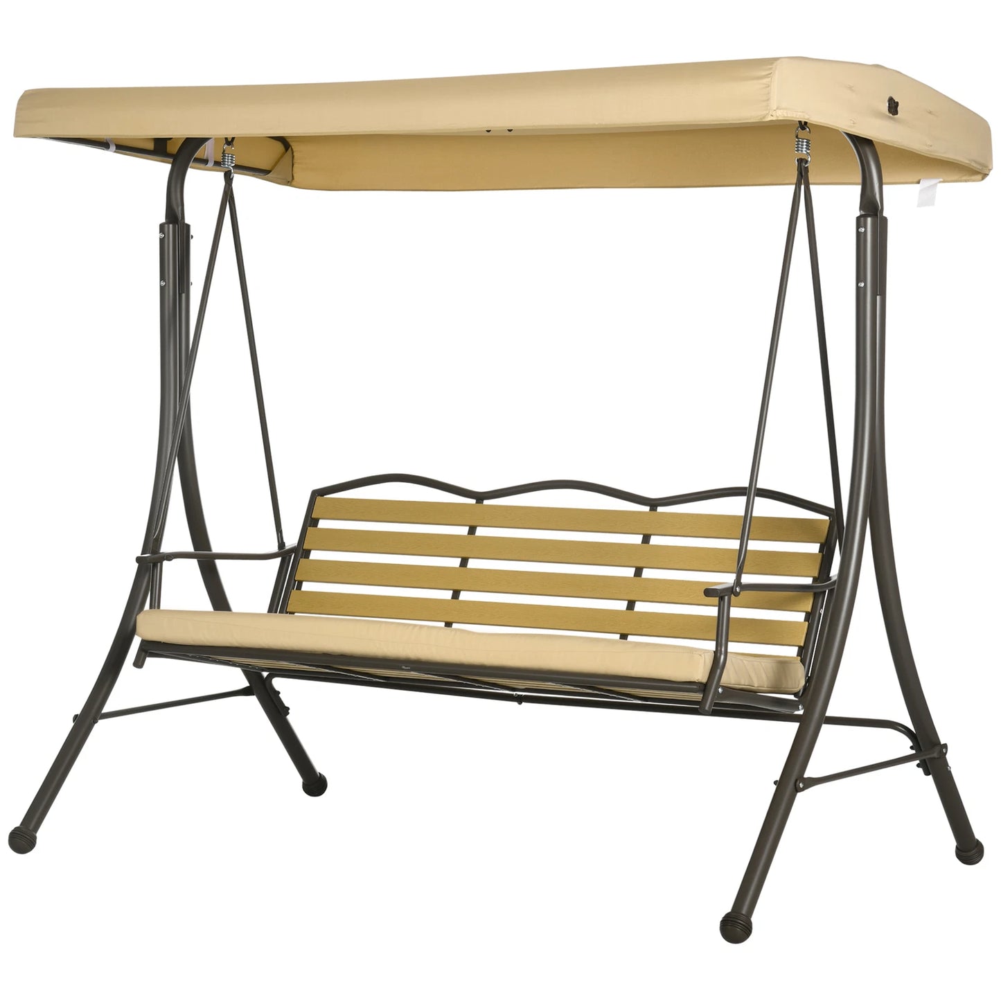 Trio Porch Swing for 3 persons, Cushioned Outdoor Swing - Beige