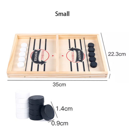 Wooden Puck Game with Center Gate and Fast-Paced Action for Kids Ages 3+