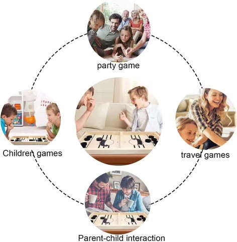 Wooden Puck Game with Center Gate and Fast-Paced Action for Kids Ages 3+