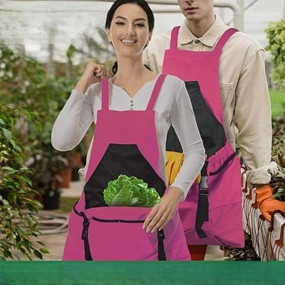 Garden Apron with Oxford Fabric and Cross Back Straps, Adjustable Waist
