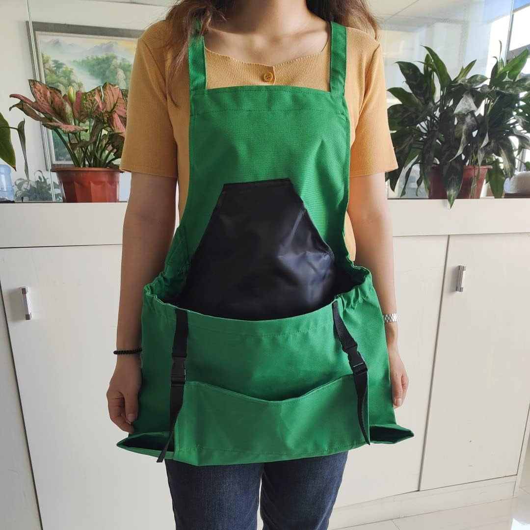 Garden Apron with Oxford Fabric and Cross Back Straps, Adjustable Waist