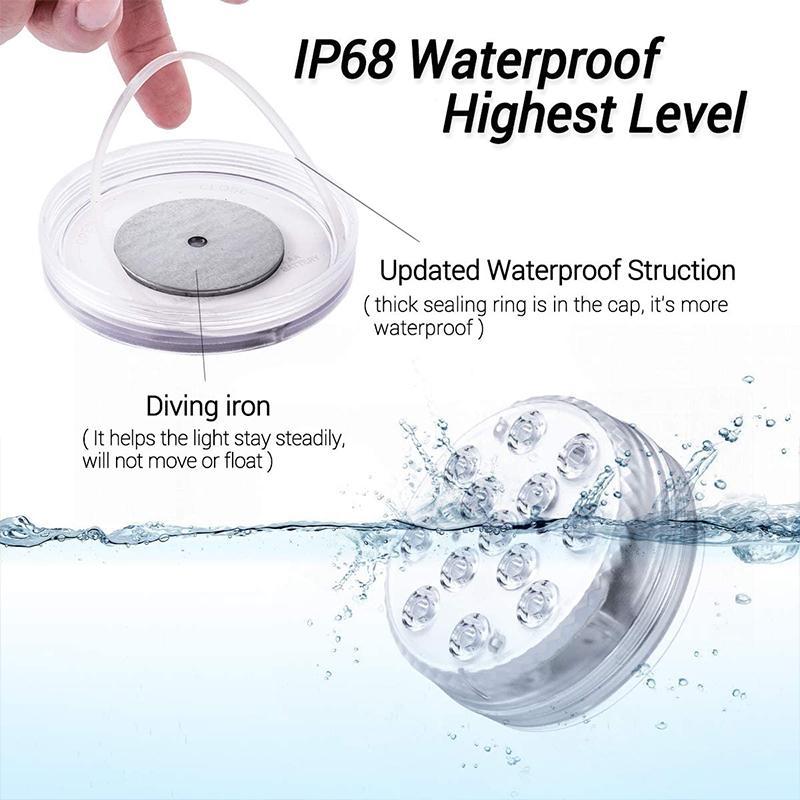 Submersible Pool Light with 12-Color Remote Control and Suction Cup Mount