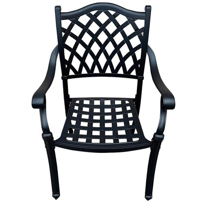 Elana 3-Piece Patio Dining Set for 2, Cast Aluminium Table & 2 Chairs - Black