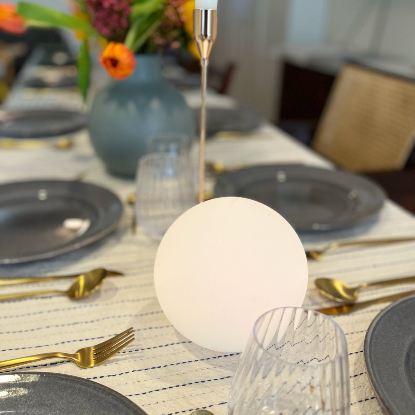Color Changing LED Orb Lamp with Remote Control and 10-Hour Battery Life