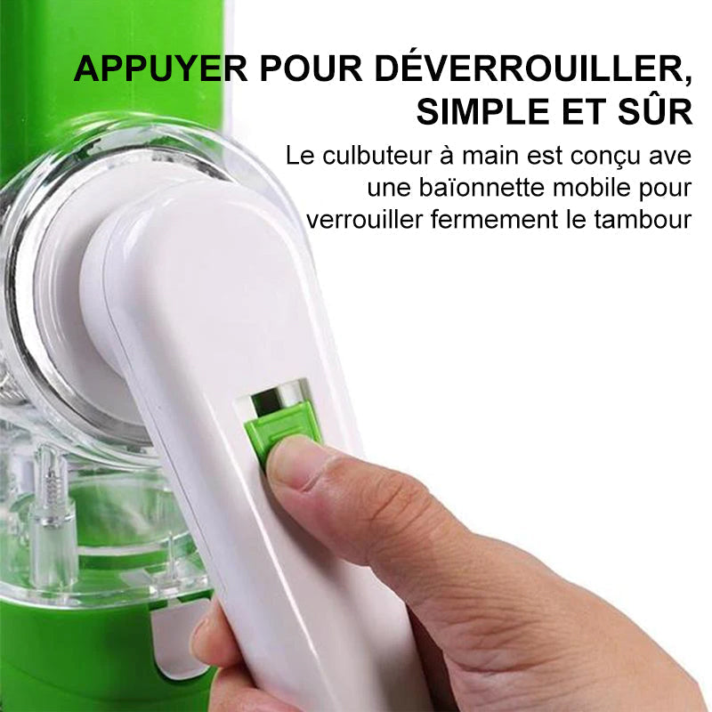 Rotary Vegetable Grater with Hand Crank and Three Interchangeable Blades