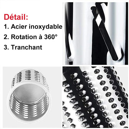 Rotary Vegetable Grater with Hand Crank and Three Interchangeable Blades