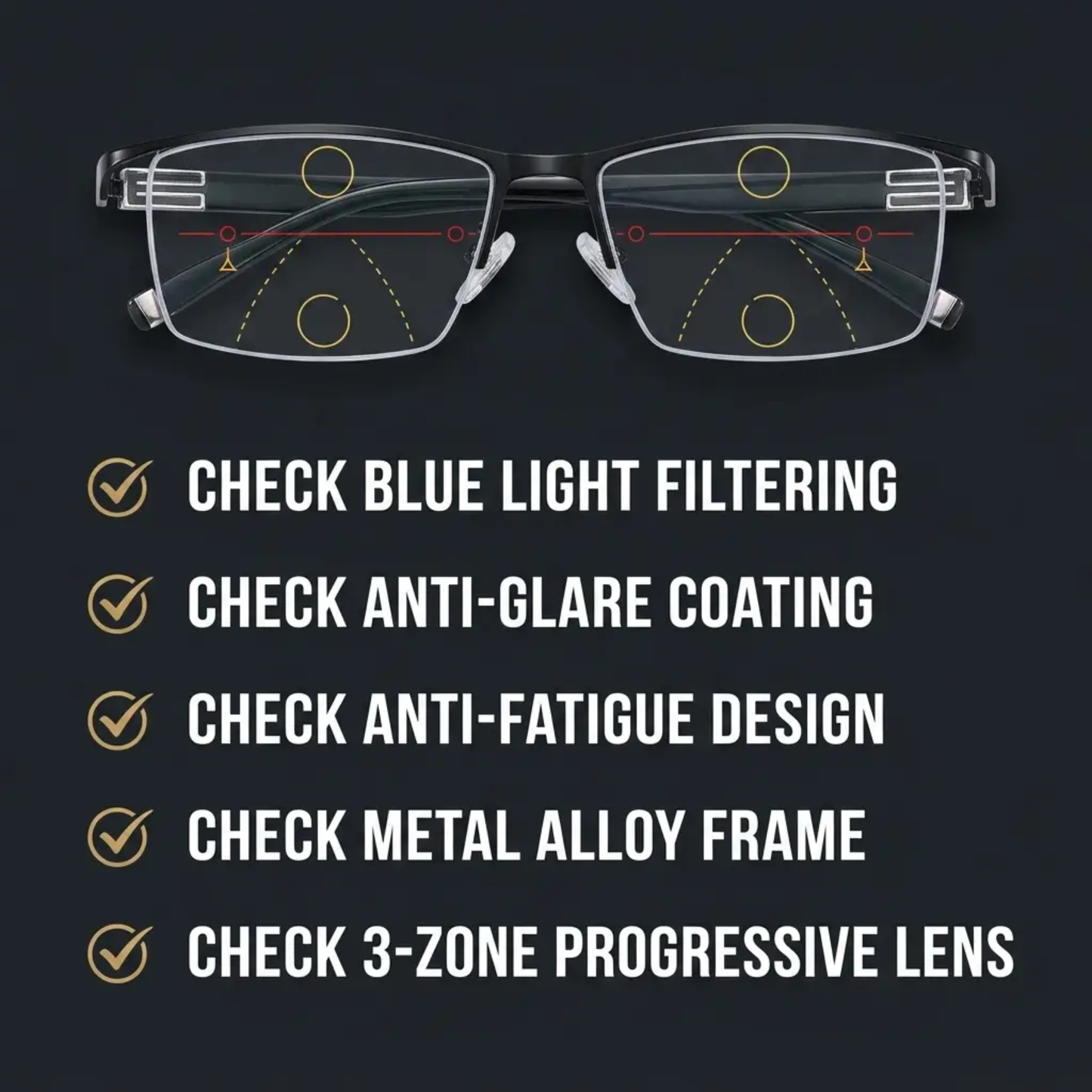 Progressive Multifocal Reading Glasses with Blue Light Filtering and Anti Glare Coating
