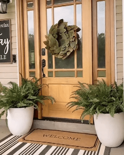 Artificial Boston Fern Set with UV Stabilized Polyethylene and Water Resistant Construction, 18 Pack