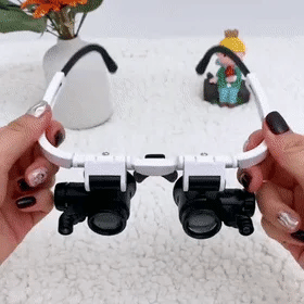 LED Magnifier Headset with 8x 15x 23x Interchangeable Lenses and Dual Adjustable Lights