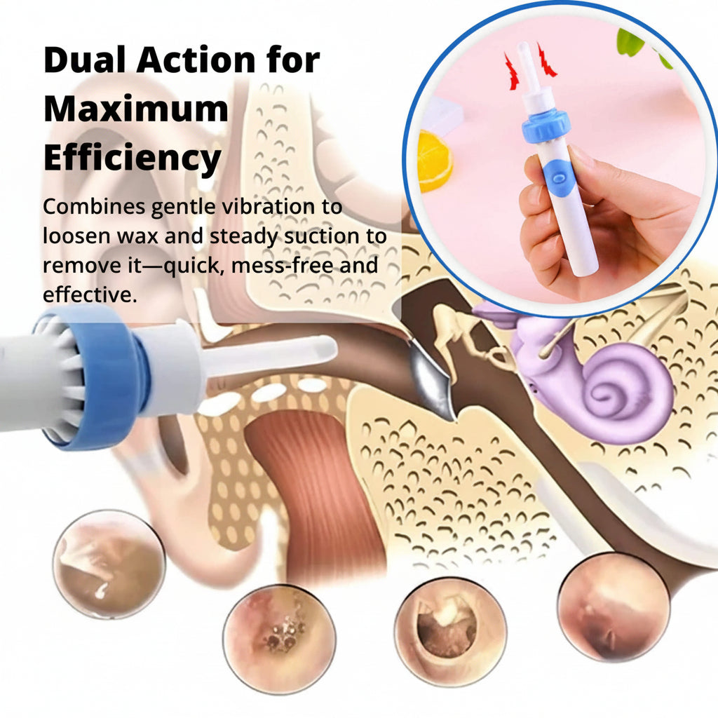 Electric Ear Wax Removal Tool with Medical Grade Silicone Tip and 60 Minute Battery
