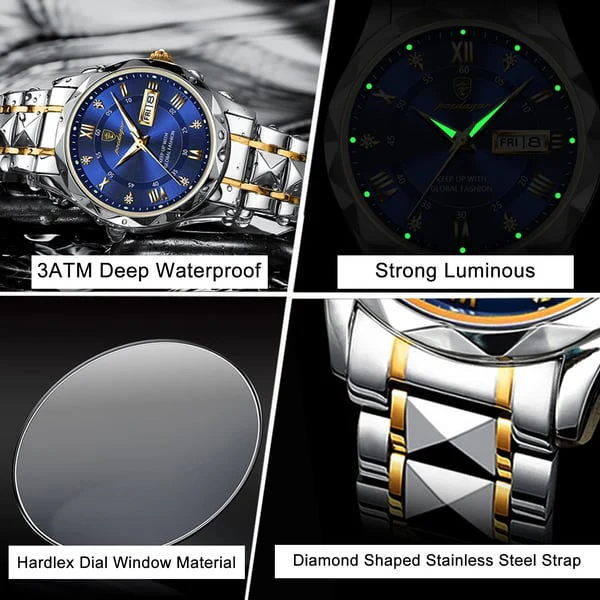 Obsetic Men's Luxury Waterproof Wristwatch with Luminous Display