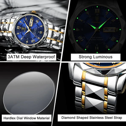 Obsetic Men's Luxury Waterproof Wristwatch with Luminous Display