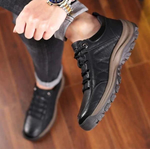 Men's Hand-Sewn Leather Casual Shoes Orthopedic Support