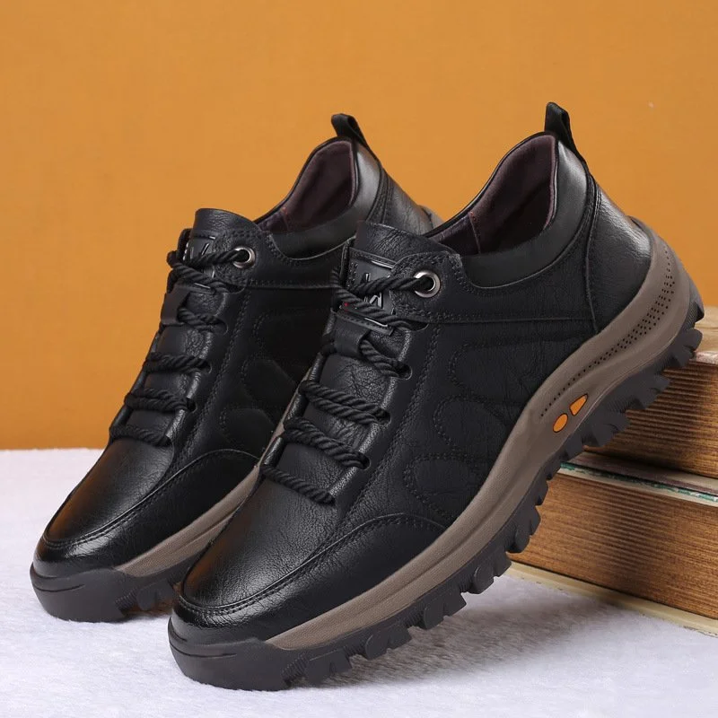 Men's Hand-Sewn Leather Casual Shoes Orthopedic Support