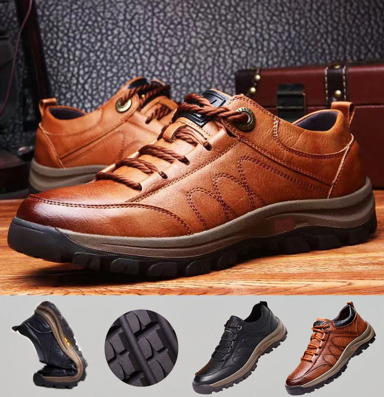 Men's Hand-Sewn Leather Casual Shoes Orthopedic Support