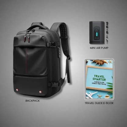 Expandable Vacuum Compression Backpack, Waterproof Travel Bag with Lock