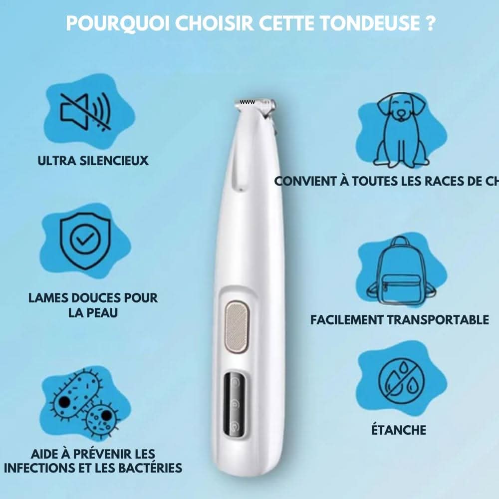 Silent Pet Trimmer with LED Light and Ceramic Blades for Dogs and Cats