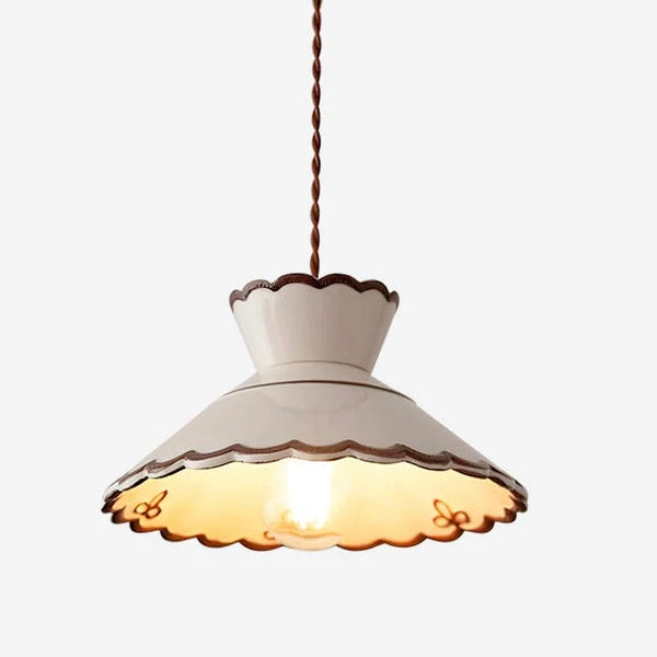 Ceramic Pendant Light pleated shade
