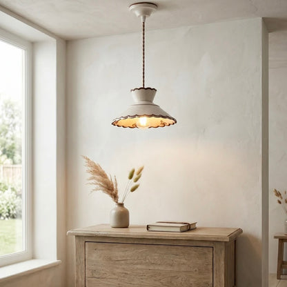 Ceramic Pendant Light pleated shade