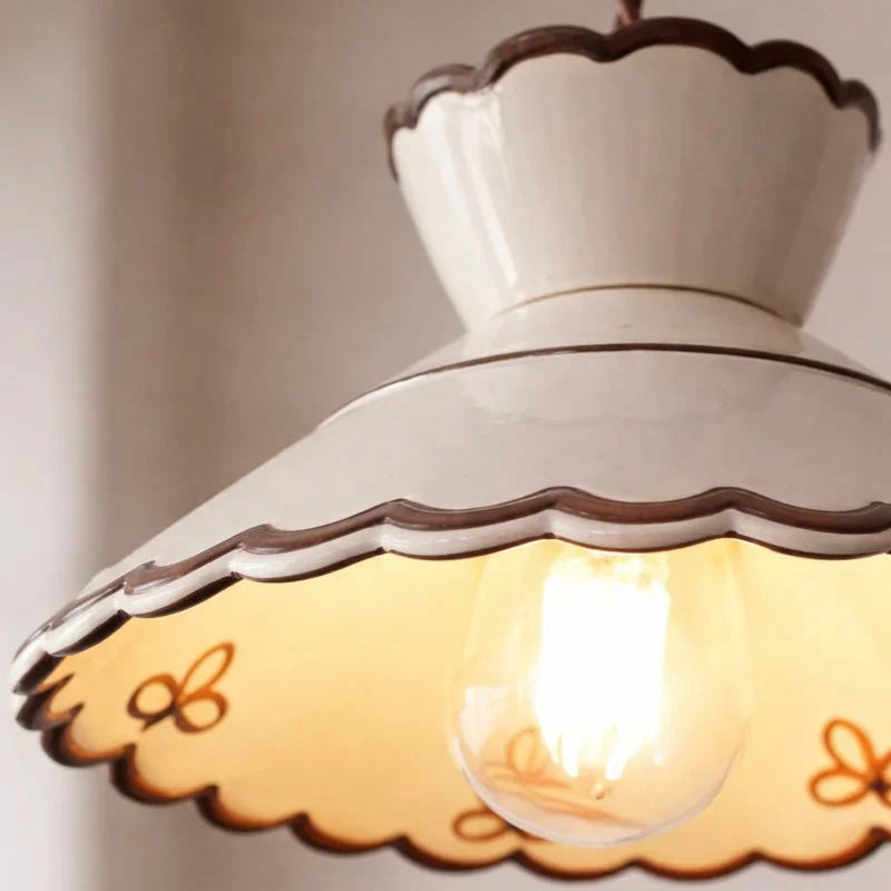 Ceramic Pendant Light pleated shade