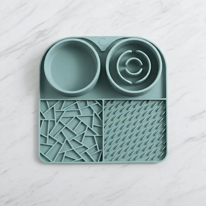 3-in-1 Pet Feeding Mat with Slow Feeder and Bowl