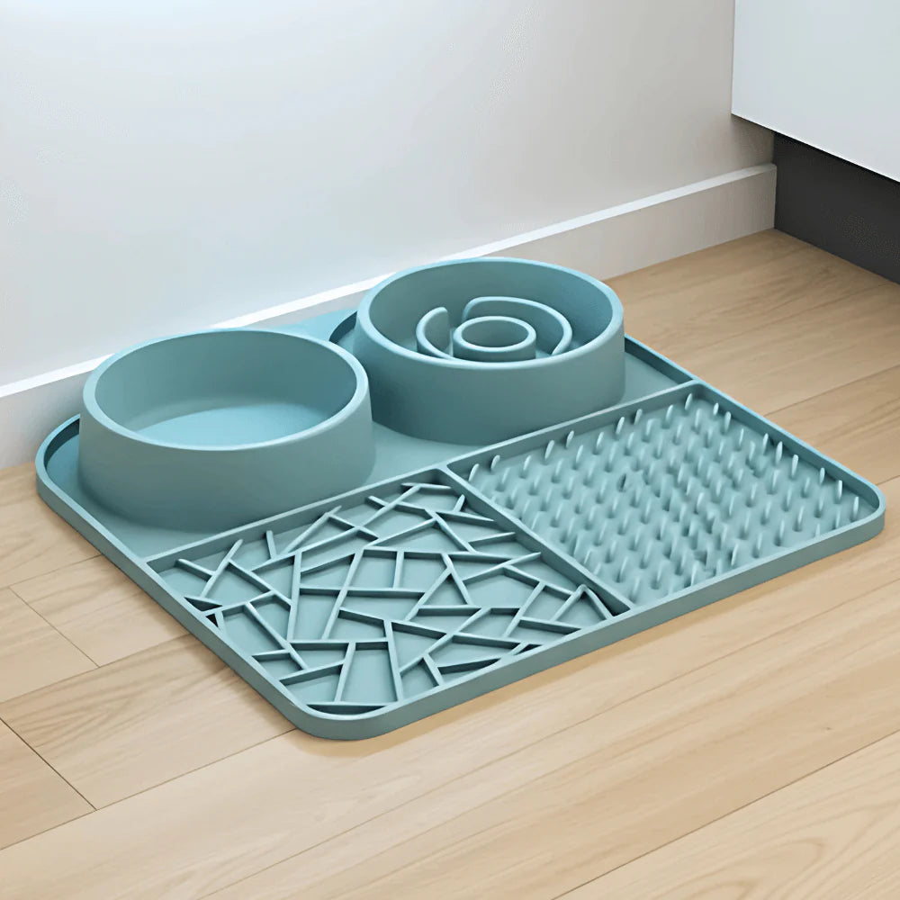 3-in-1 Pet Feeding Mat with Slow Feeder and Bowl