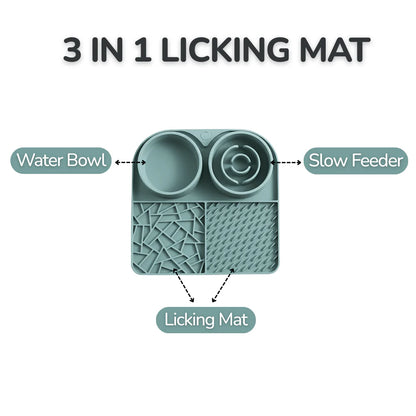 3-in-1 Pet Feeding Mat with Slow Feeder and Bowl