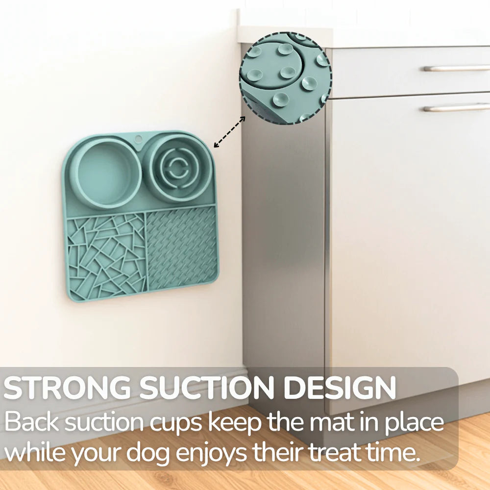 3-in-1 Pet Feeding Mat with Slow Feeder and Bowl