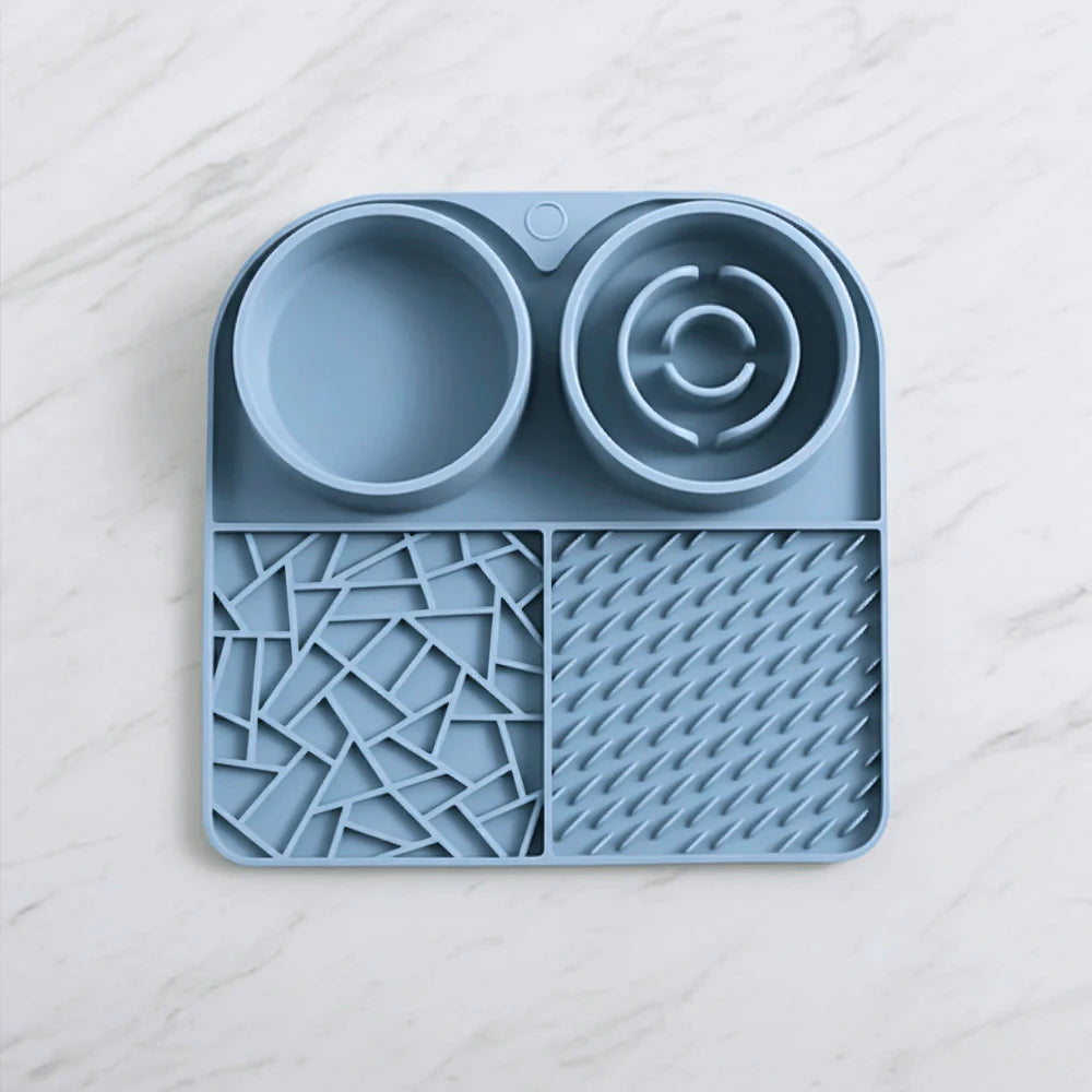 3-in-1 Pet Feeding Mat with Slow Feeder and Bowl