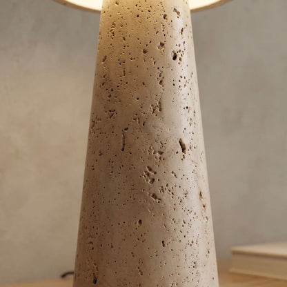 Travertine table lamp with integrated LED light