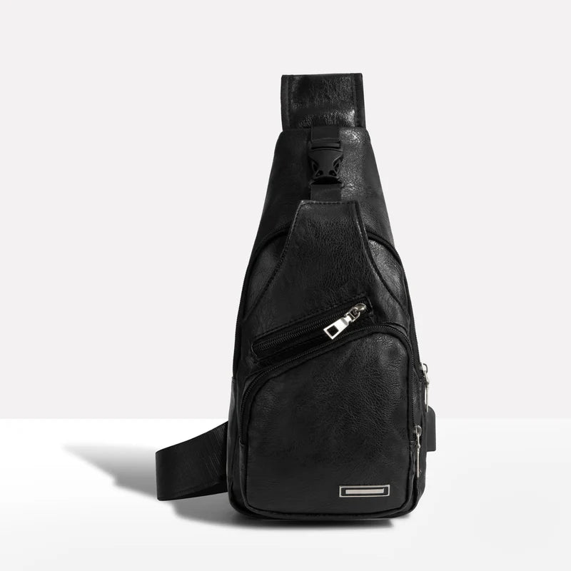 Leather Crossbody Bag with Anti-Theft Design