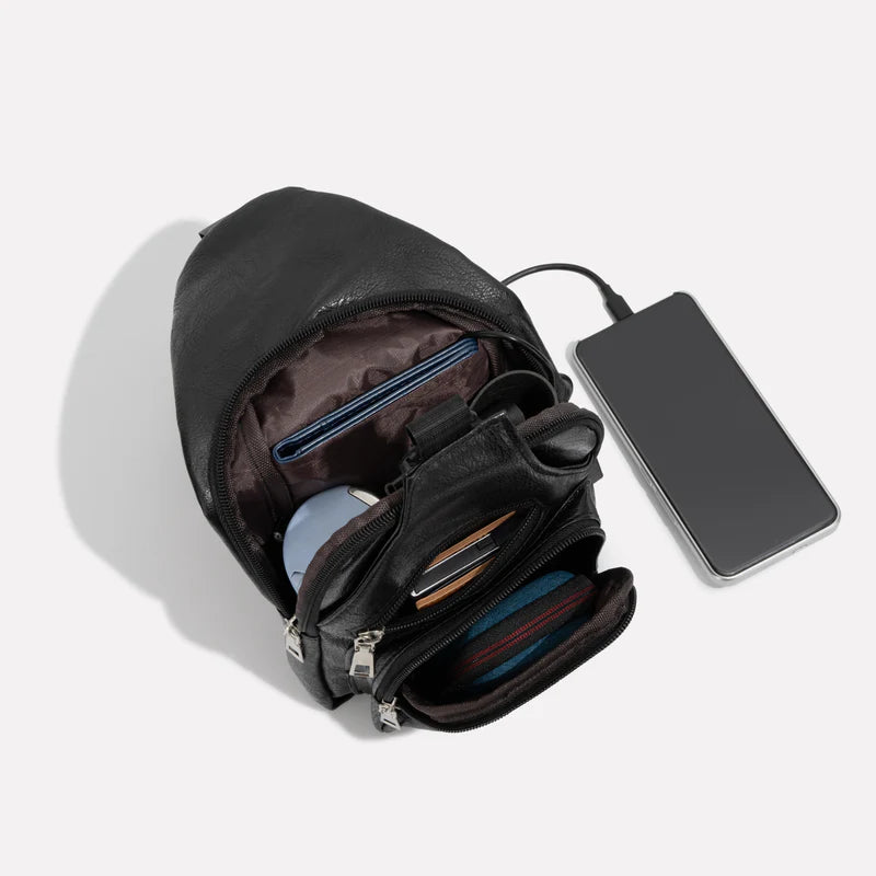 Leather Crossbody Bag with Anti-Theft Design