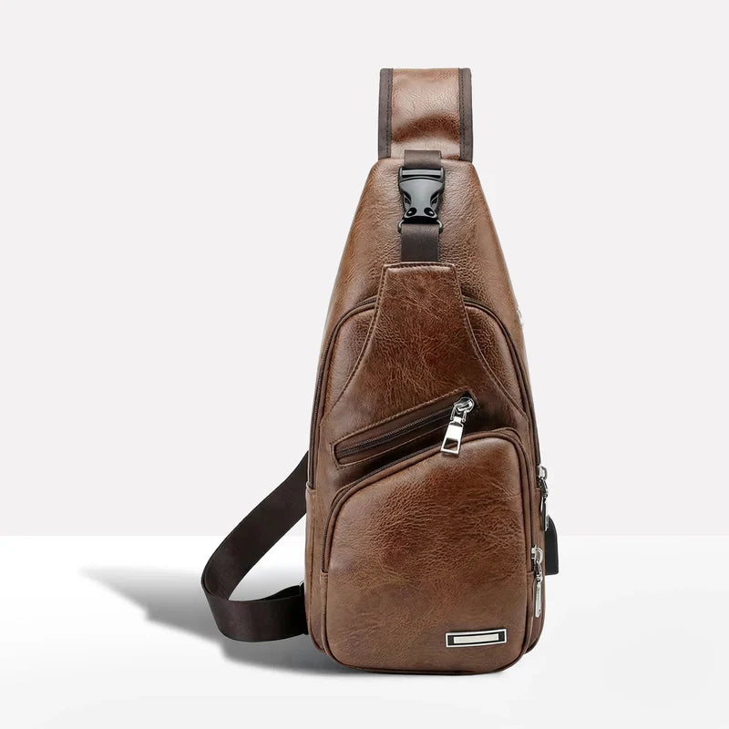 Leather Crossbody Bag with Anti-Theft Design
